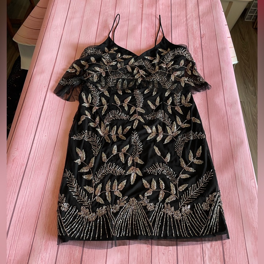 Aidan Mattox Black Beaded Dress